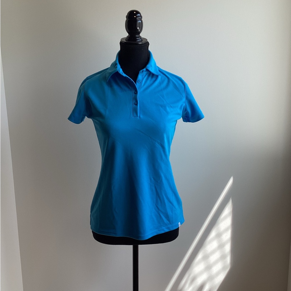 Lady Hagen Blue Fitted Golf Polo Button Down Shirt